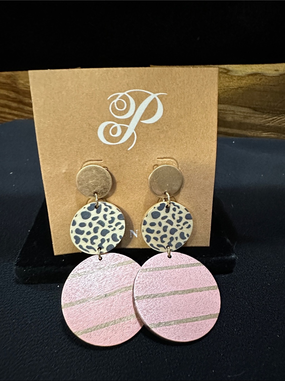 Plunder Pink & Leopard Print Double-Drop Earrings